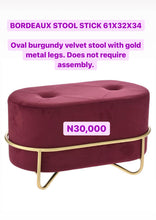 Load image into Gallery viewer, Plush velvet stool with gold legs
