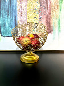 Gold weave fruit basket