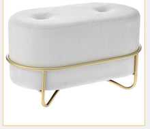 Load image into Gallery viewer, Plush velvet stool with gold legs
