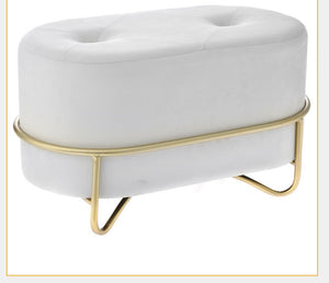 Plush velvet stool with gold legs