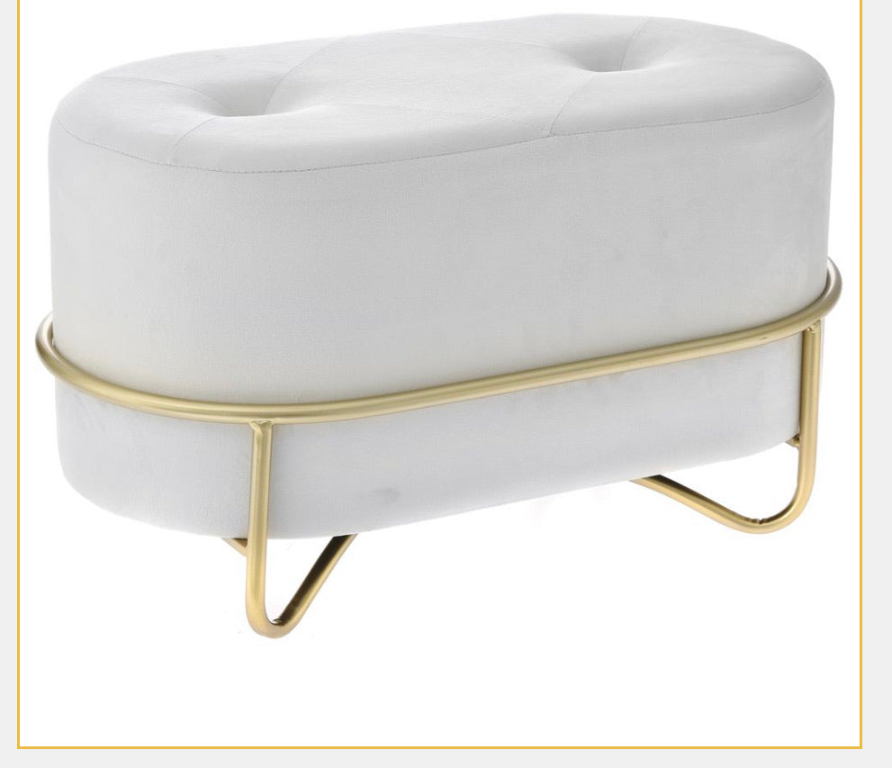 Plush velvet stool with gold legs